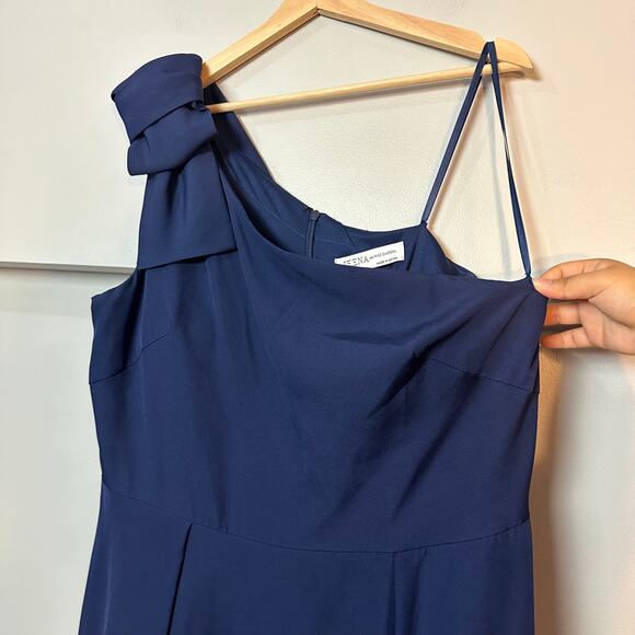 NWOT IEENA for Mac Duggal BOW ONE SHOULDER NAVY BLUE A-LINE FORMAL GOWN SZ 16 - Picture 7 of 12